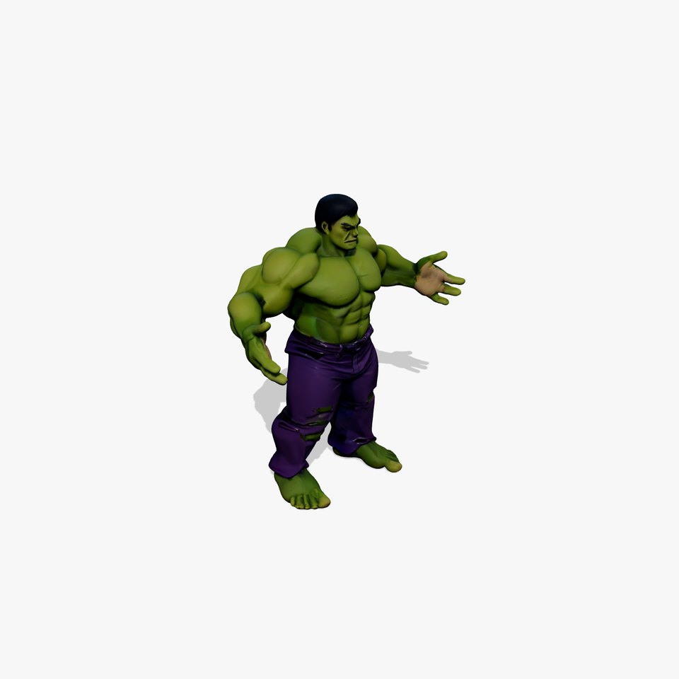 Green Muscular Giant Rigged and Animated D Character Model